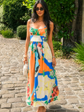 Pure Linen Shoulder Tie-Up Midi Dress