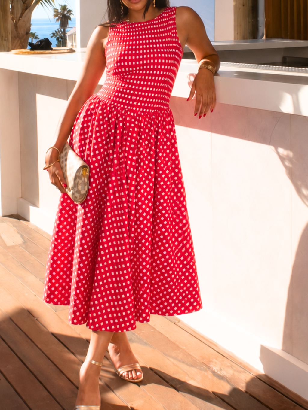 Pure Cotton Smocked Midi Dress