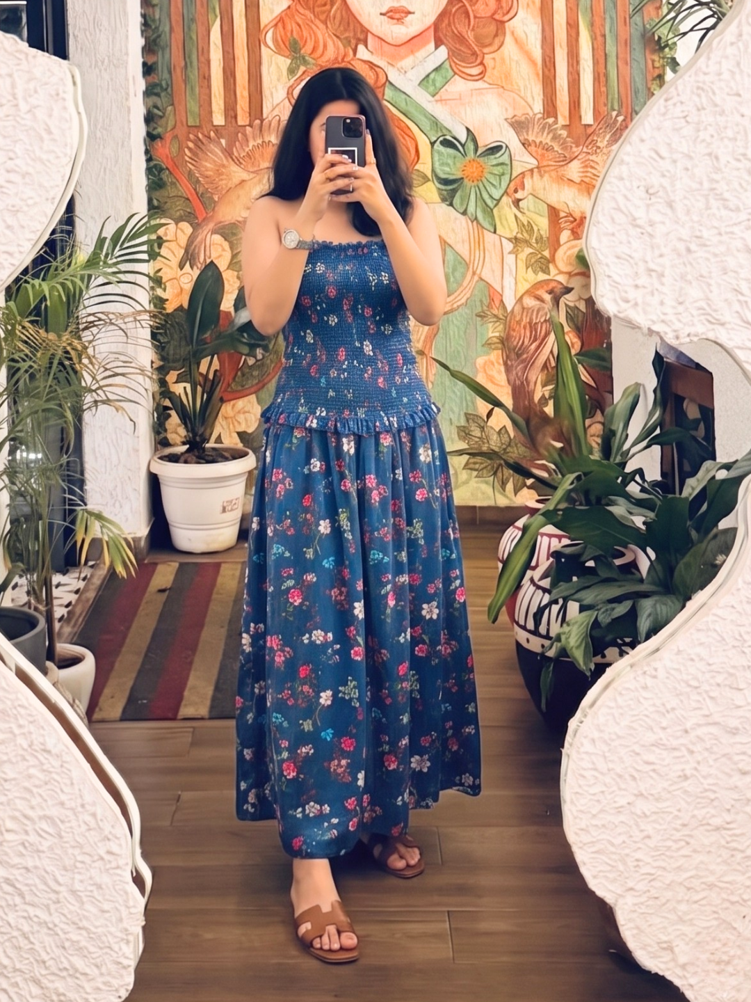 Smocked Drop Waist Off Shoulder Dress