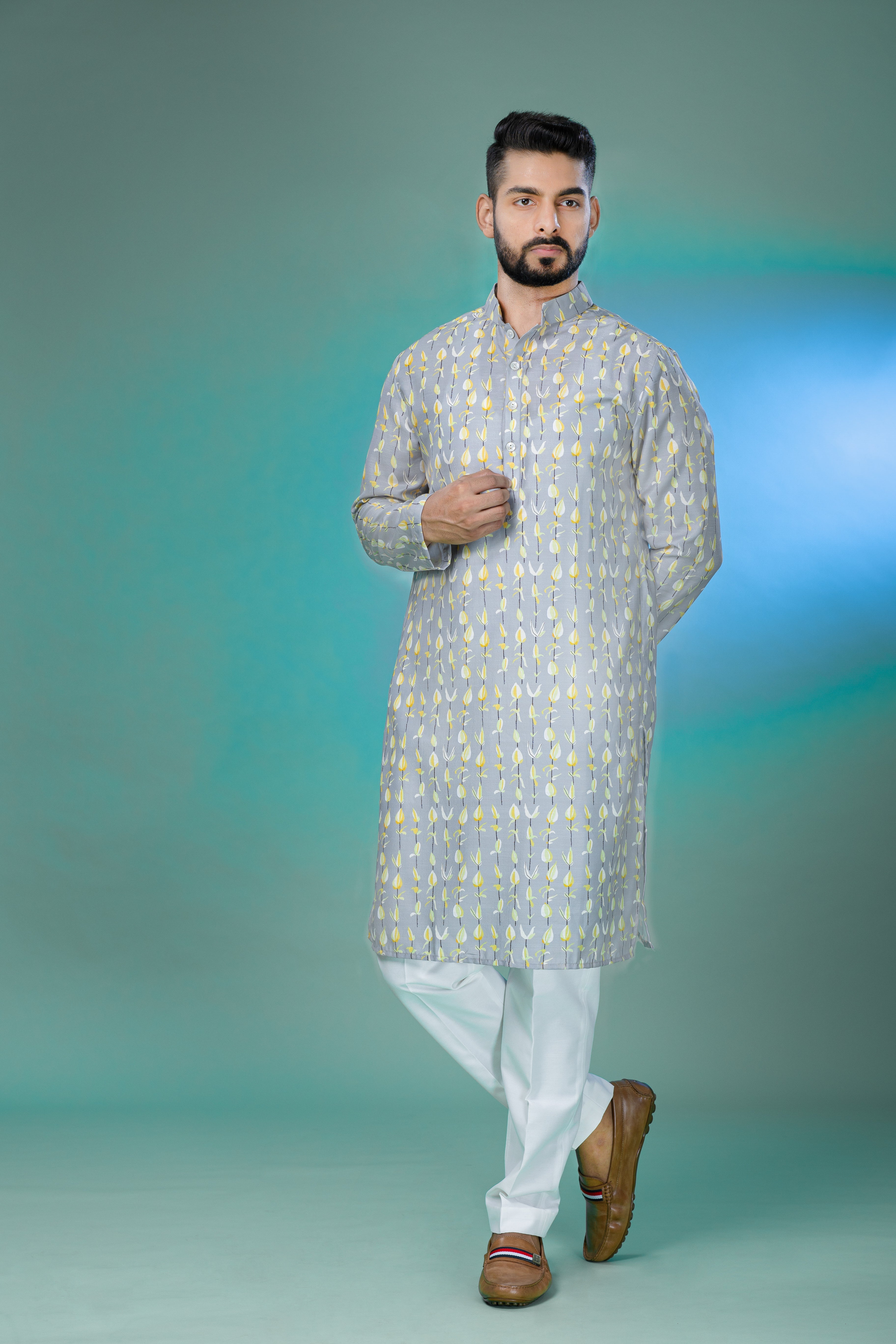 Golden Orchids - Silk Kurta