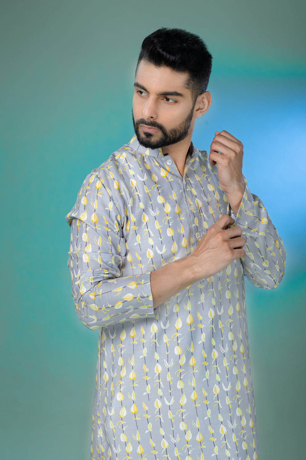 Golden Orchids - Silk Kurta