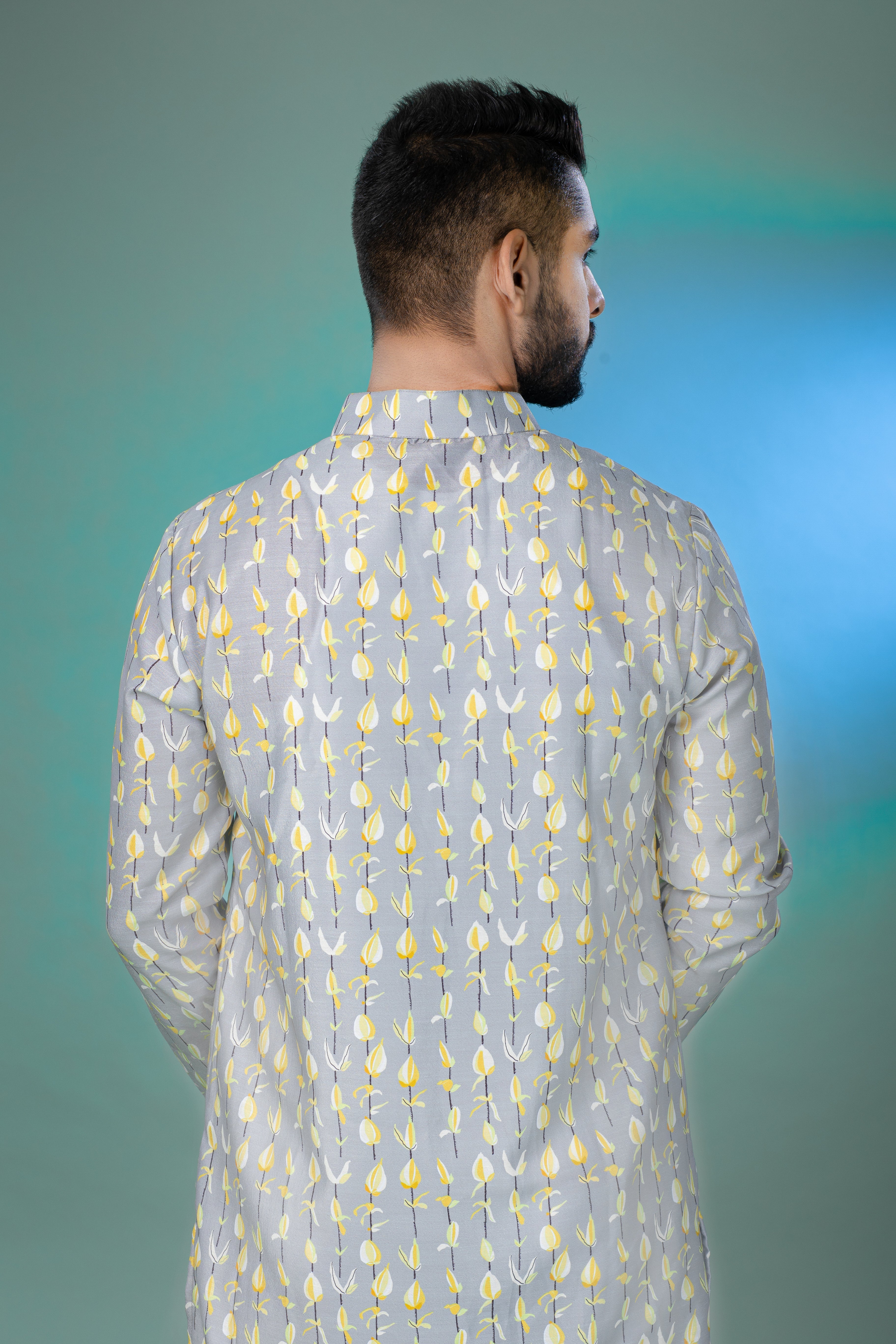 Golden Orchids - Silk Kurta