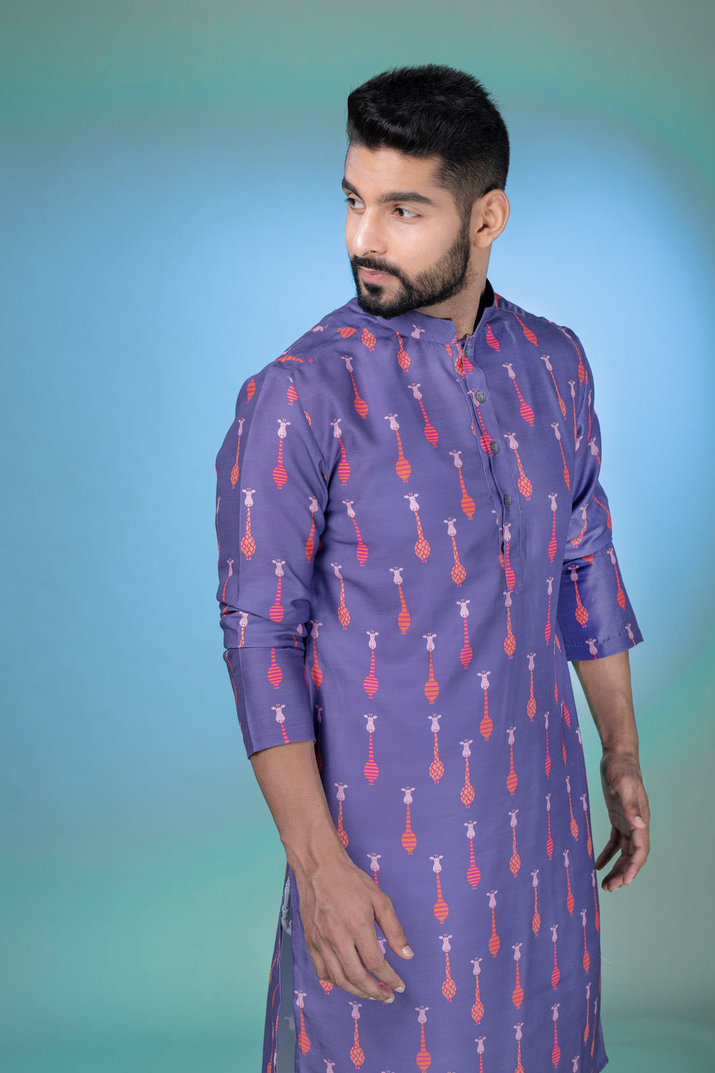 Purple Safari - Silk Kurta