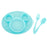 Card packing of Mickey Mouse plate with fork and spoon, silicone material.