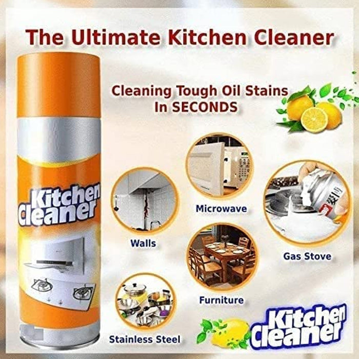 Multipurpose Bubble Foam Cleaner Kitchen Cleaner Spray Oil & Grease Stain Remover Chimney Cleaner Spray Bubble Cleaner All Purpose Foam Degreaser Spray (500 Ml)