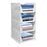 Multi-purpose plastic drawer organizer, 4-layer design, foldable and stackable for closets.