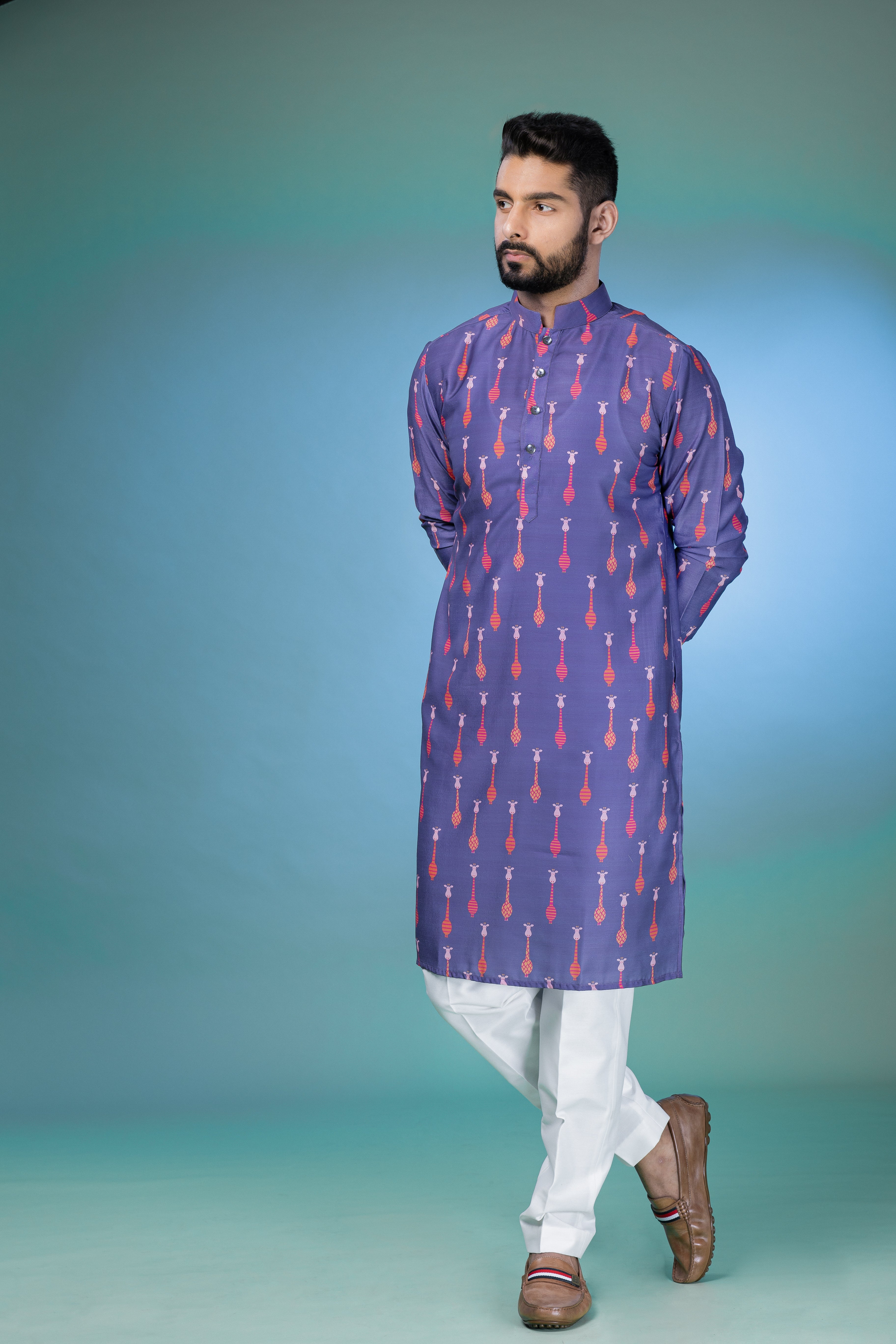 Purple Safari - Silk Kurta