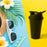 Shaker bottle for gym use, leak-proof with flip lid, BPA free, for hot and cold drinks.