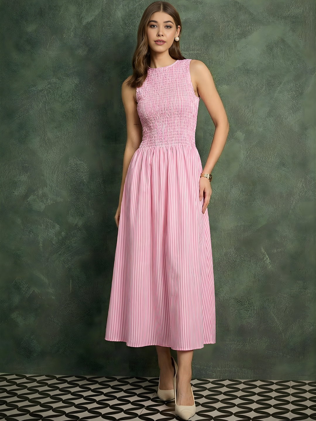Pure Cotton Smocked Midi Dress