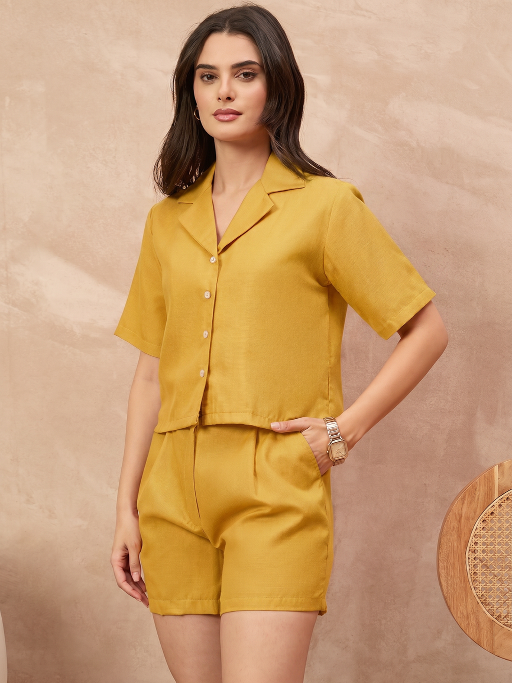 Pure Linen Half Sleeve Shirt & Shorts Set