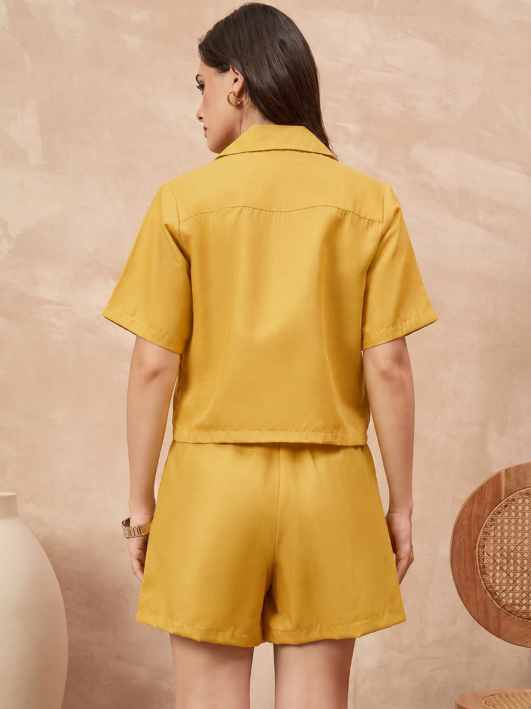 Pure Linen Half Sleeves Shirt & Shorts Set