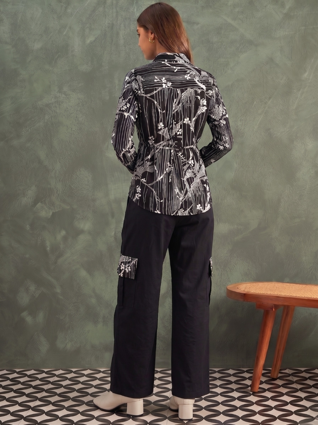 Pure Cotton Printed Shirt With Cargo Pants
