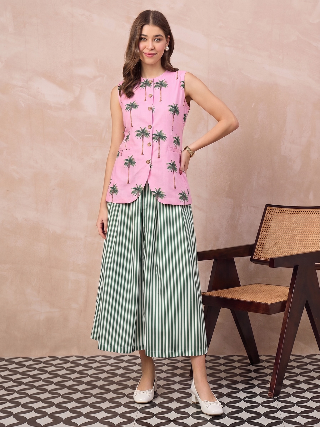 Pure Linen Waistcoat and Skirt Set (with Lining)