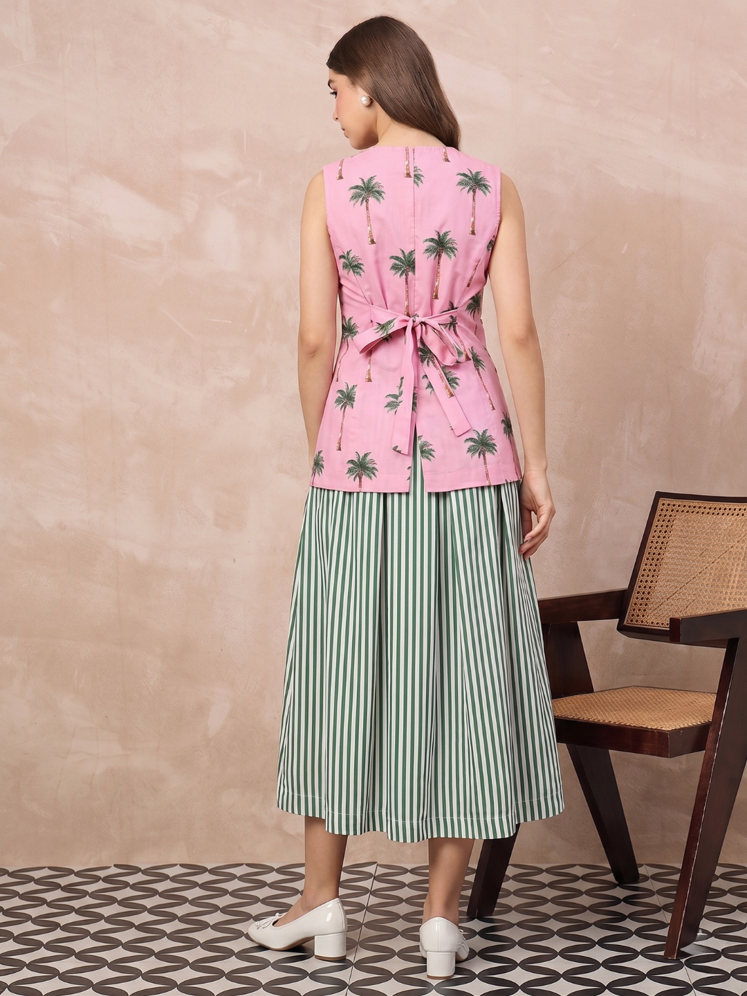 Pure Linen Waistcoat and Skirt Set (with Lining)