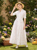 Linen Buttoned Down Shirt Dress With Belt (with Lining)