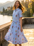 Pure Linen Printed Shirt With Skirt Set (with Lining)