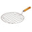 Round stainless steel barbecue grill with wooden handle.