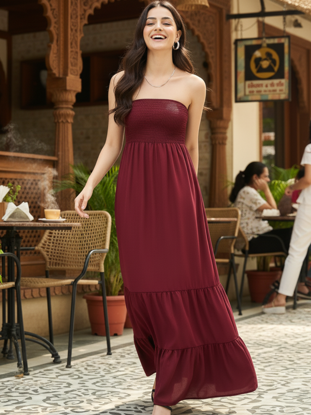 Strapless Smocked Maxi Dress