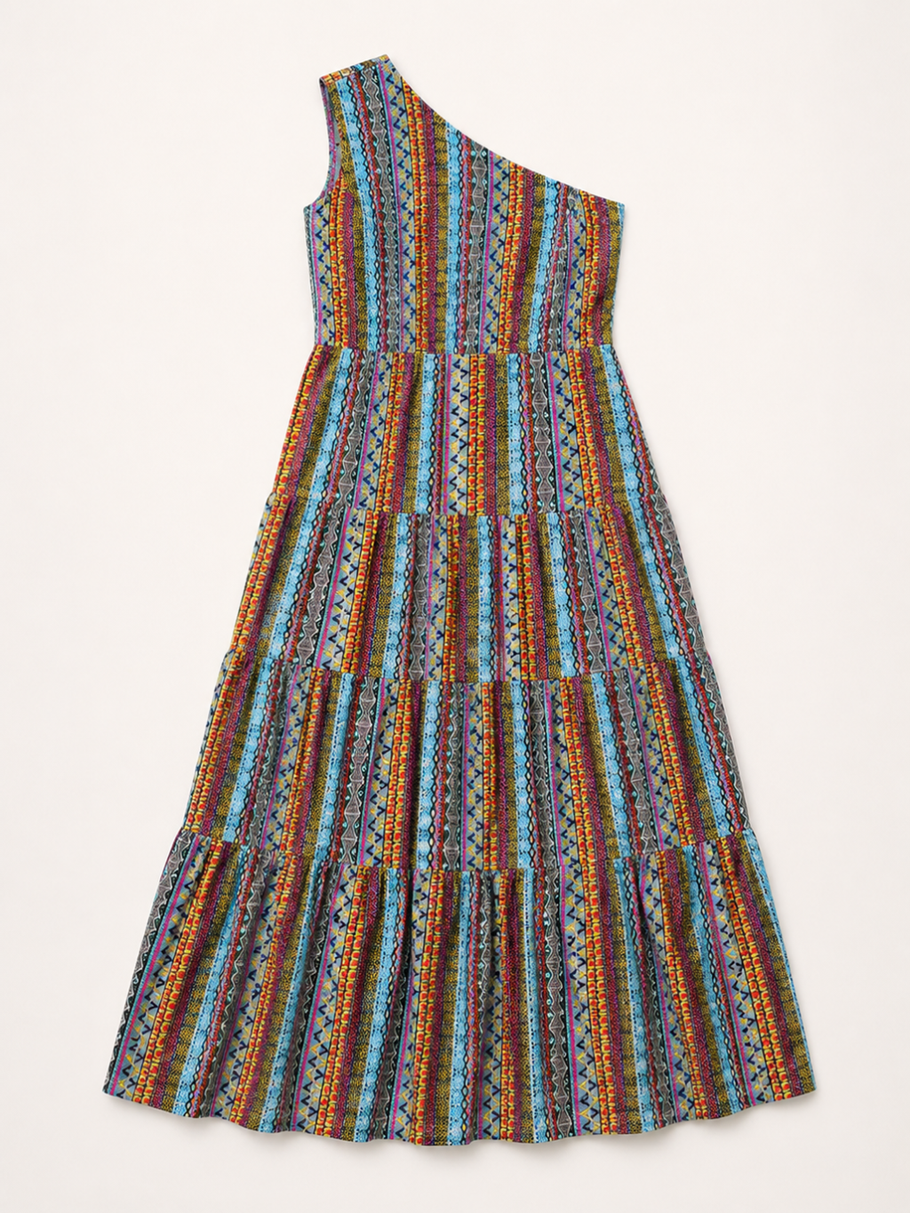 One Shoulder Smocked Maxi Dress
