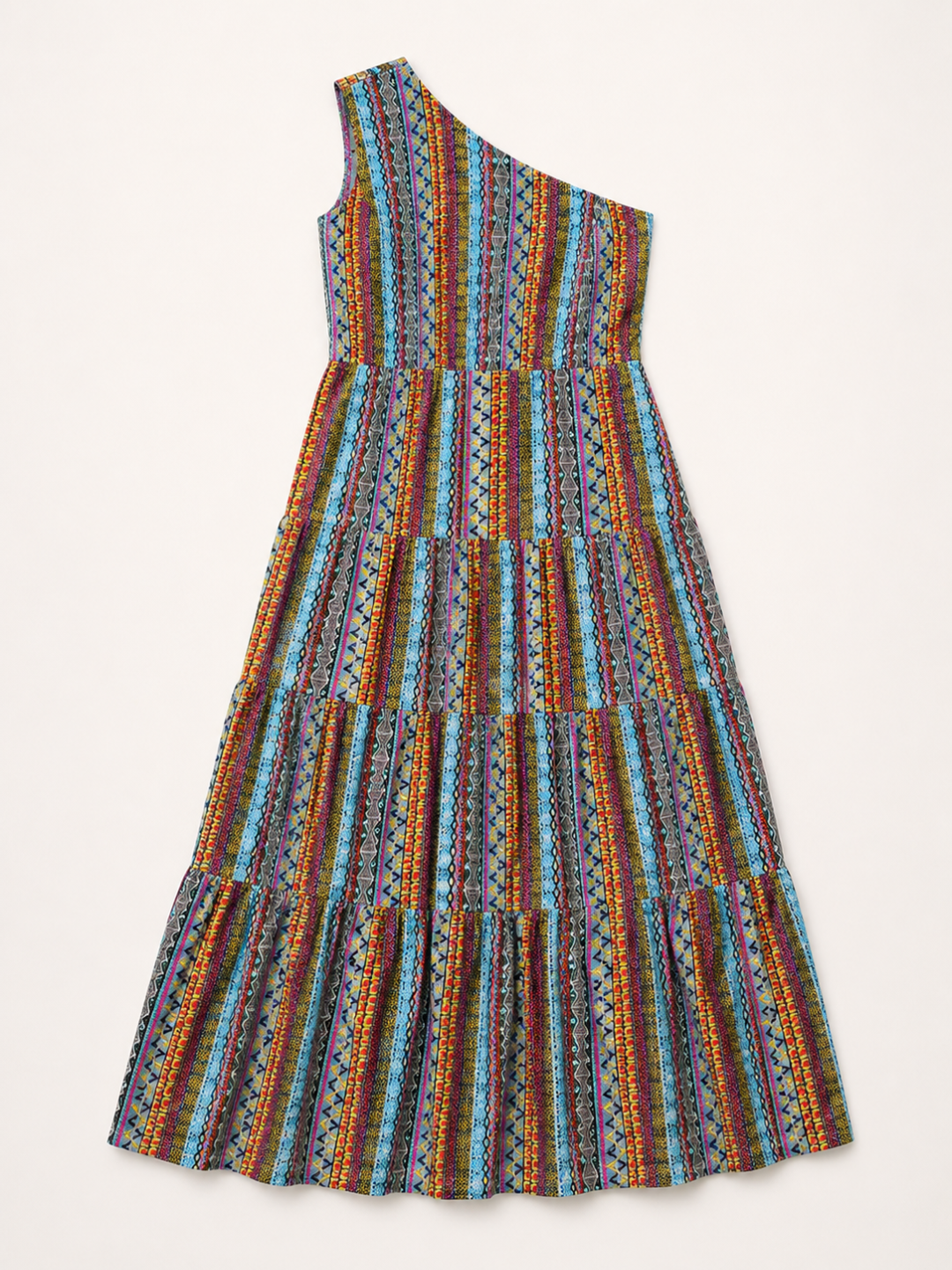 One Shoulder Smocked Maxi Dress