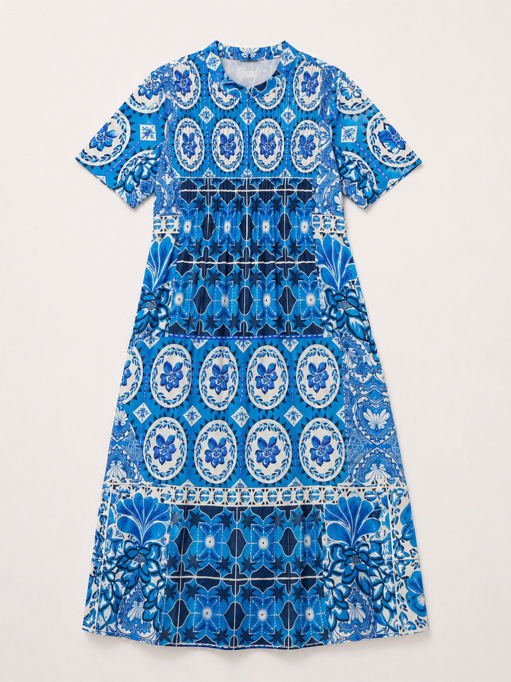 Pure Cotton Front Pleated A-Line Dress (with Lining)