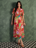 Pure Cotton Front Pleated A-Line Dress (with Lining)