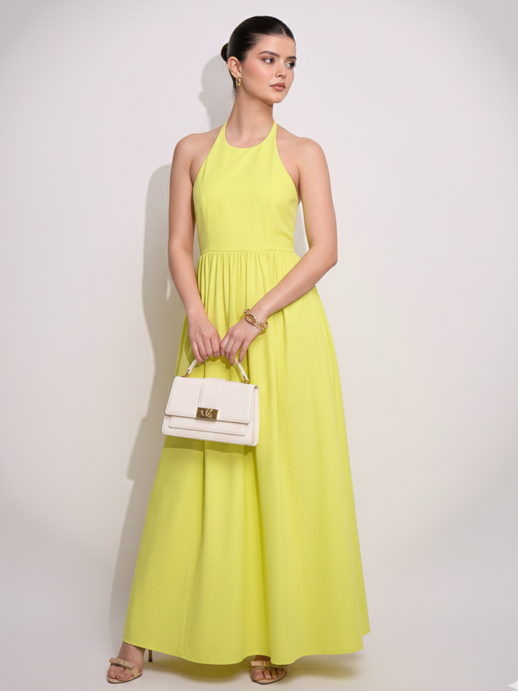 Halter Neck Cotton Maxi Dress
