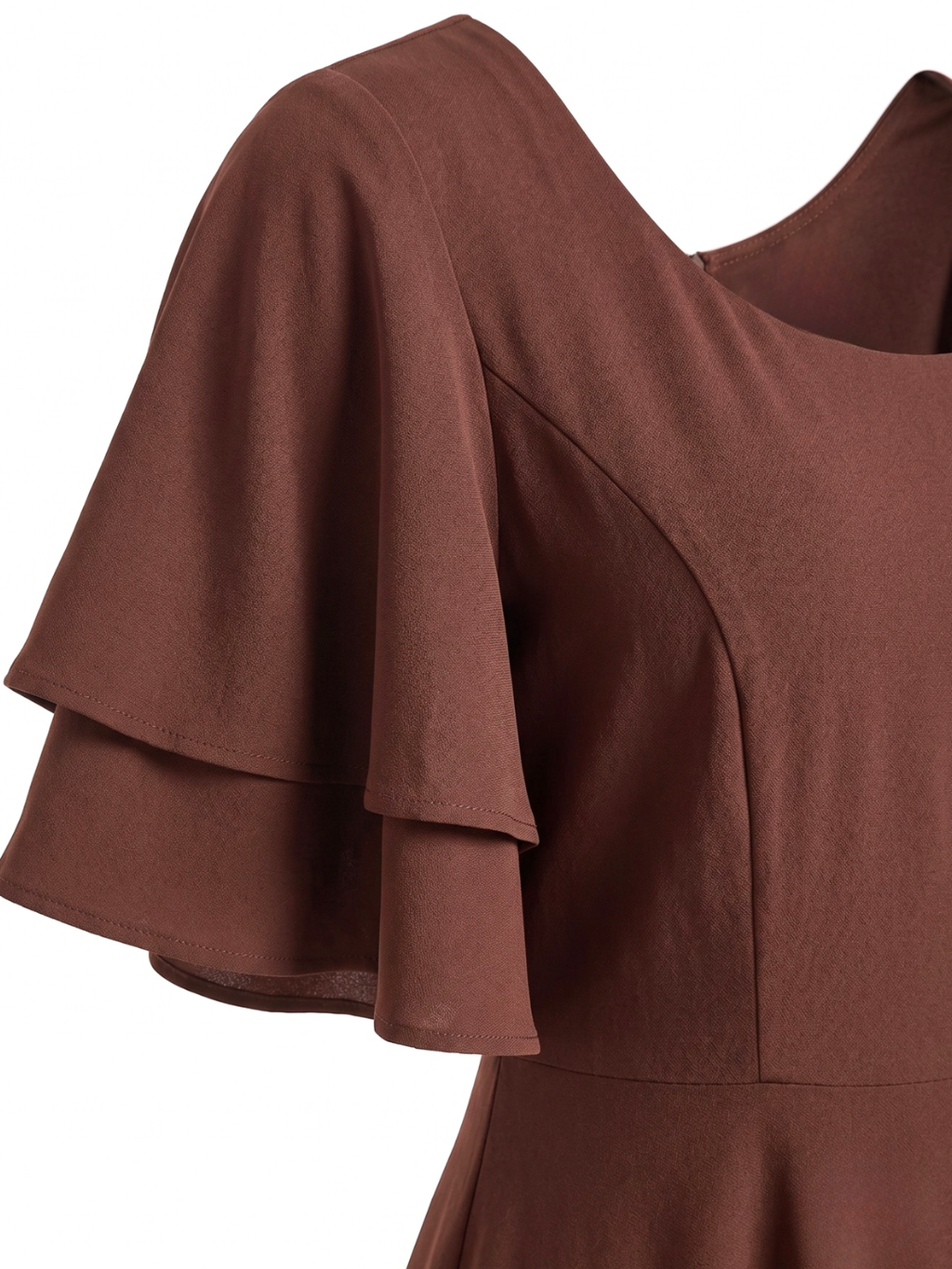 Stretchable Ruffled Sleeve Fit & Flare Dress