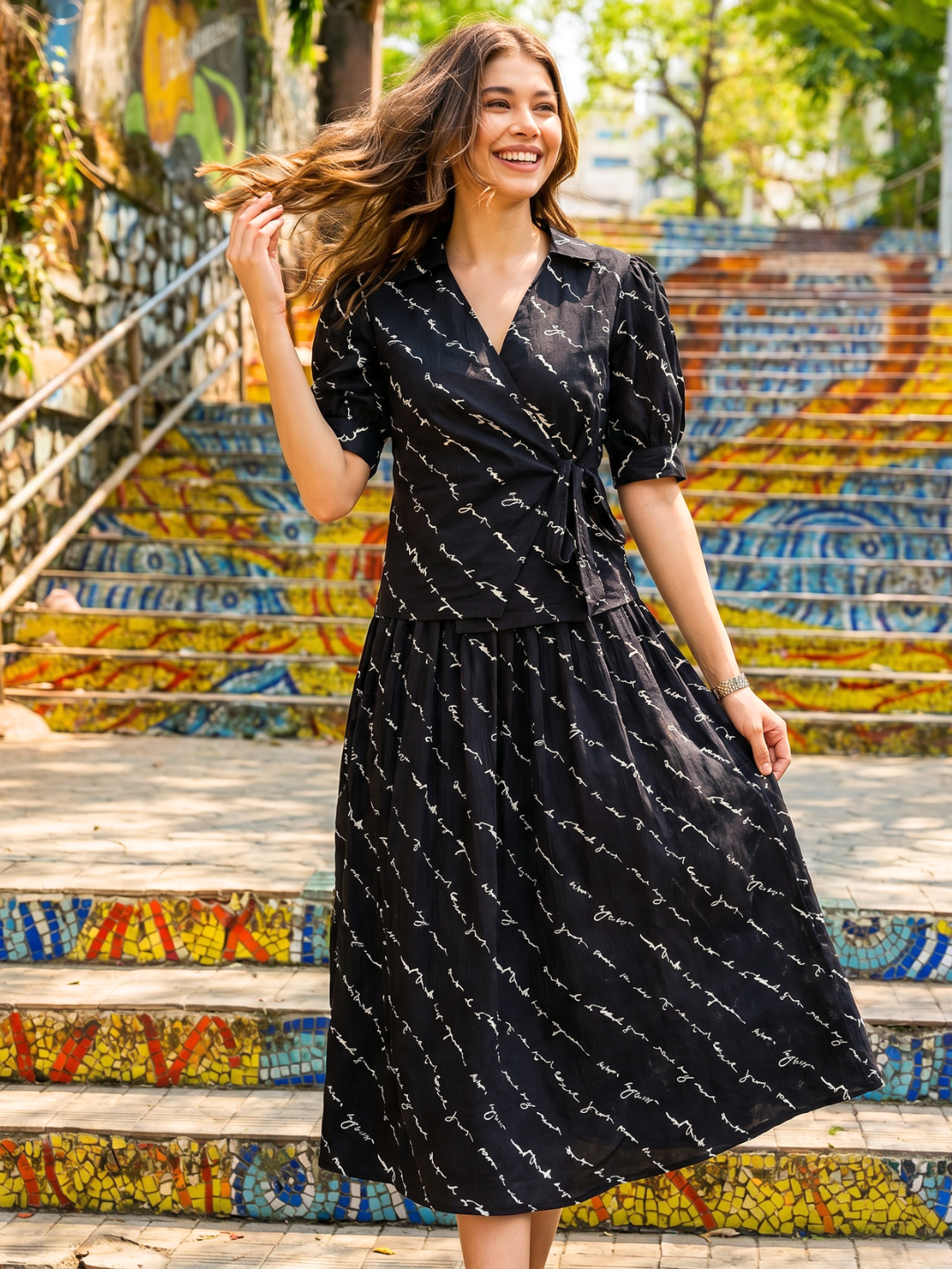 Pure Cotton Wrap-Tie Co-ord Set