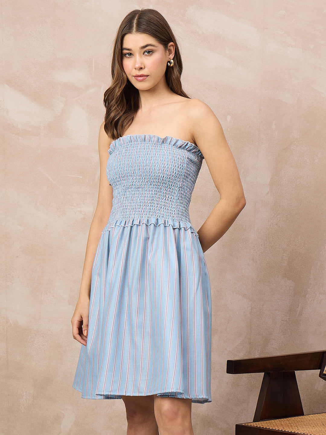 Pure Linen Strapless Mini Dress (with Lining)