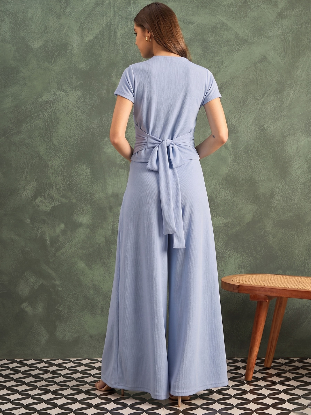 Stretchable Wrap Top & Flow Pants Co-Ord Set