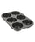 Reliable muffin cup tray with non-stick surface, 6 slots.