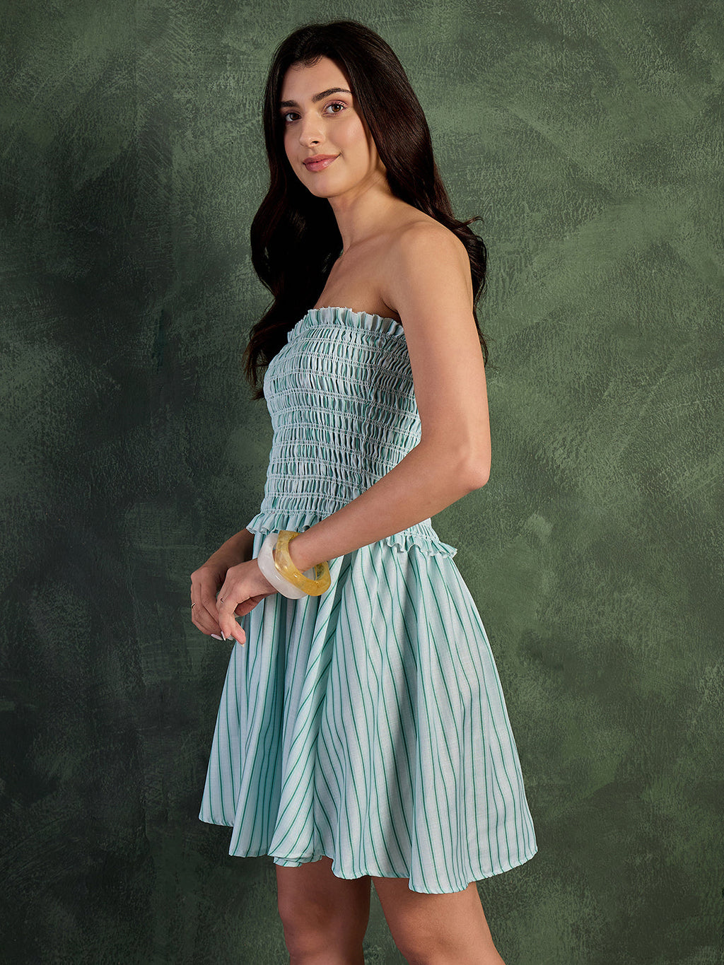 Pure Linen Strapless Mini Dress (with Lining)