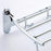 Foldable 18-inch towel rack with stainless steel construction, perfect for bathroom organization.