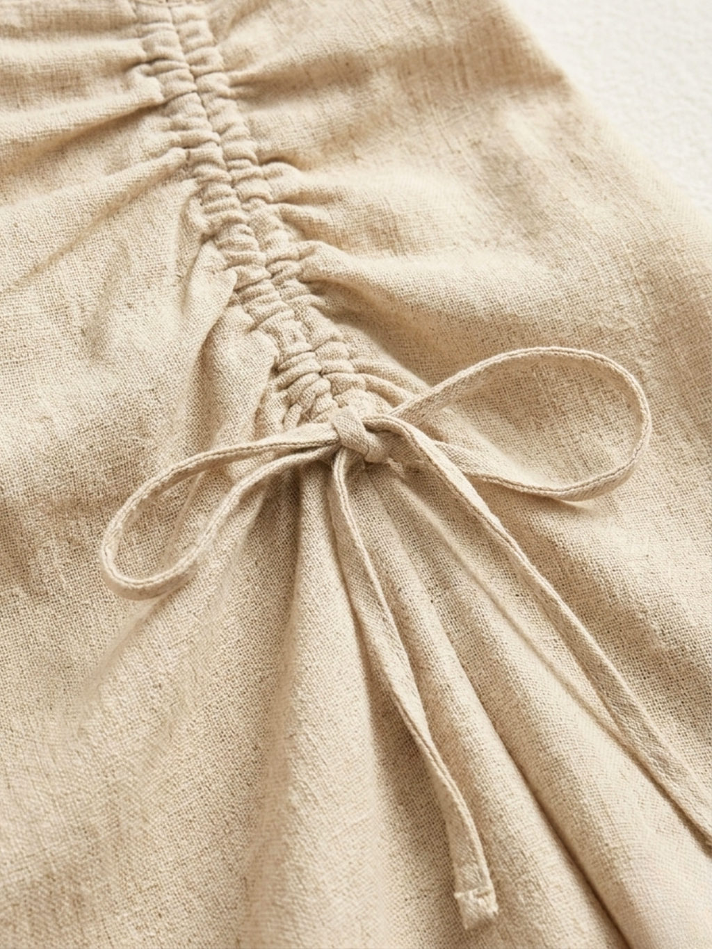 Linen Drawstring Midi Dress (with Lining)