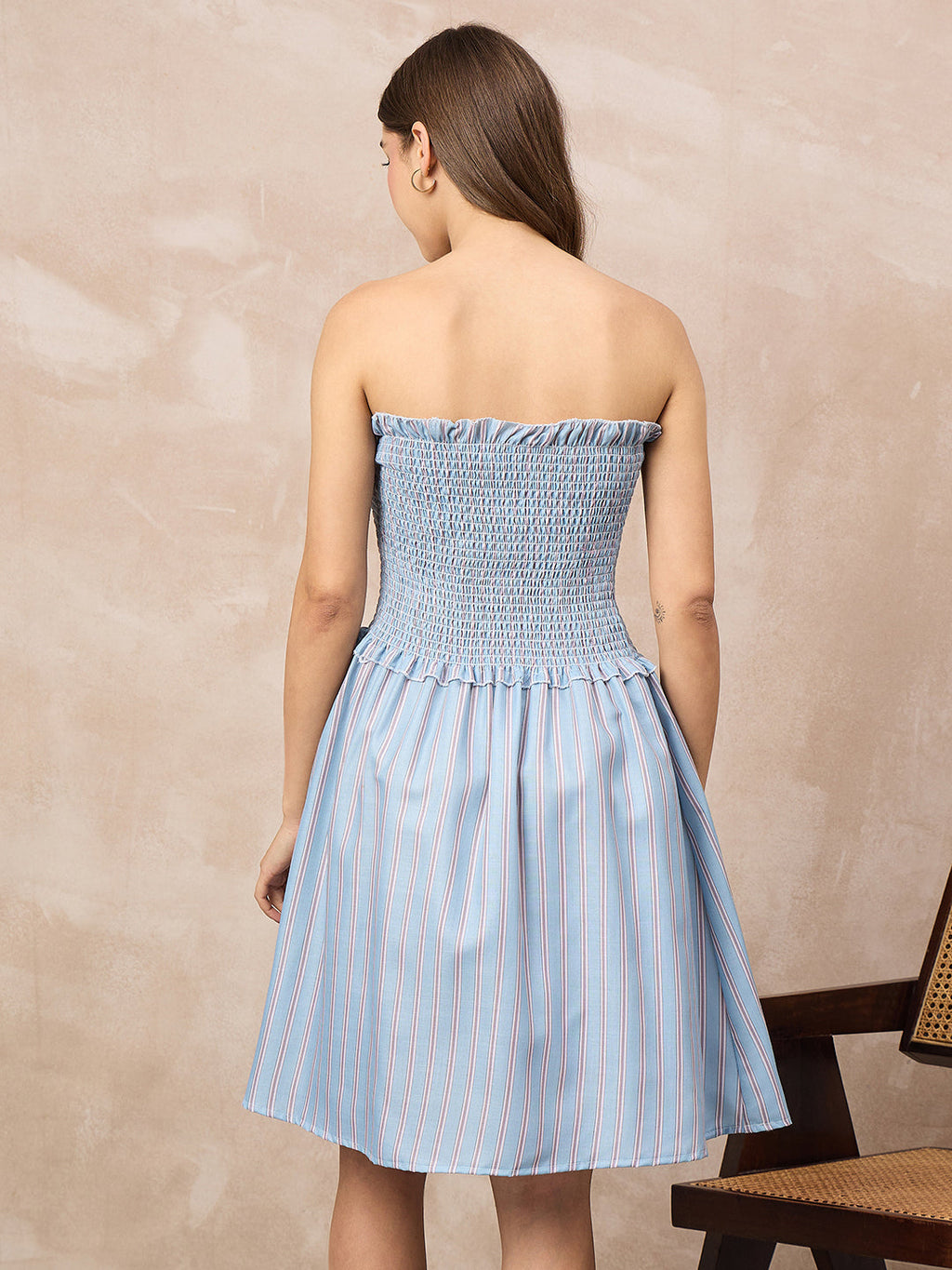 Pure Linen Strapless Mini Dress (with Lining)