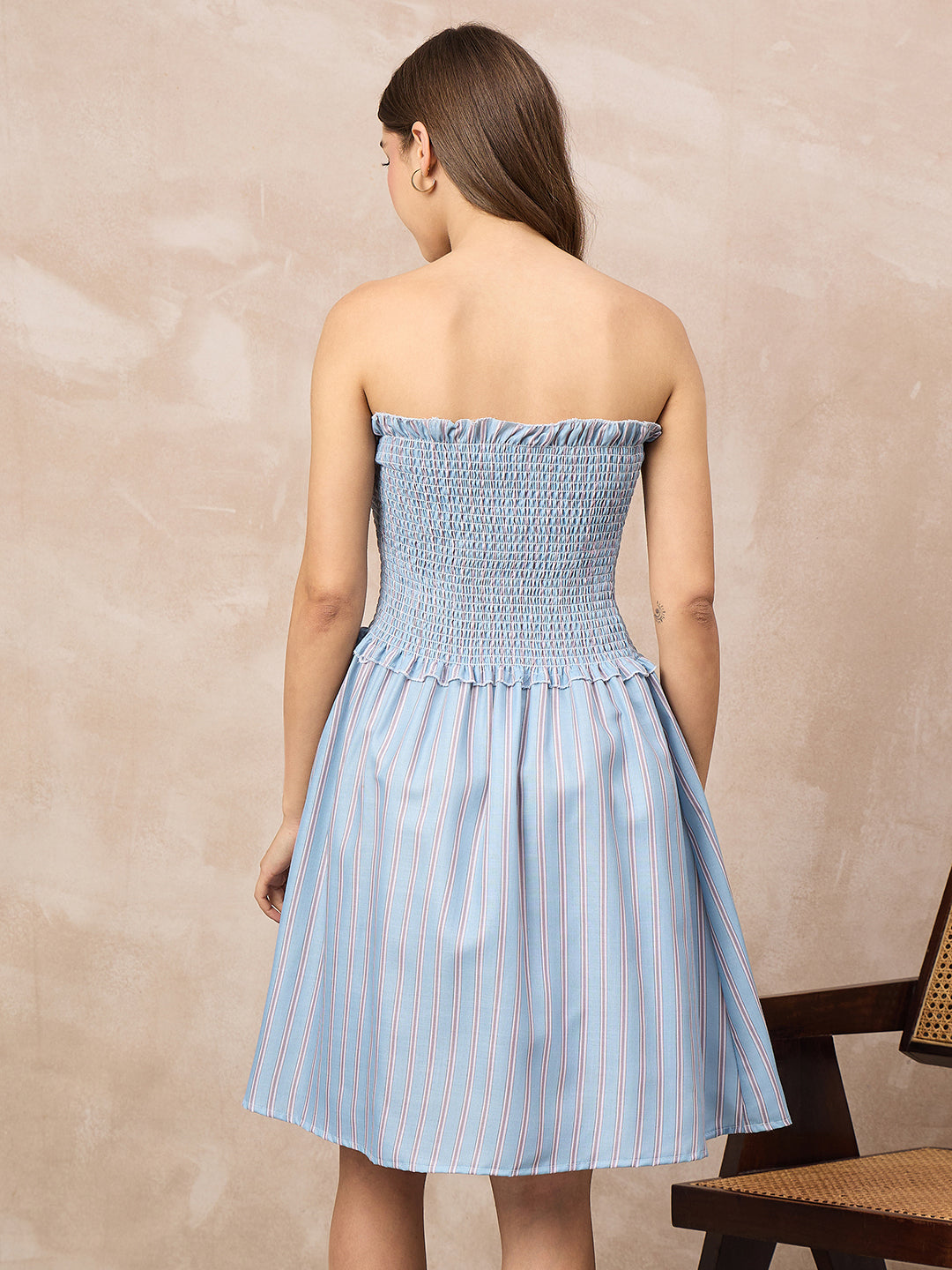 Pure Linen Strapless Mini Dress (with Lining)