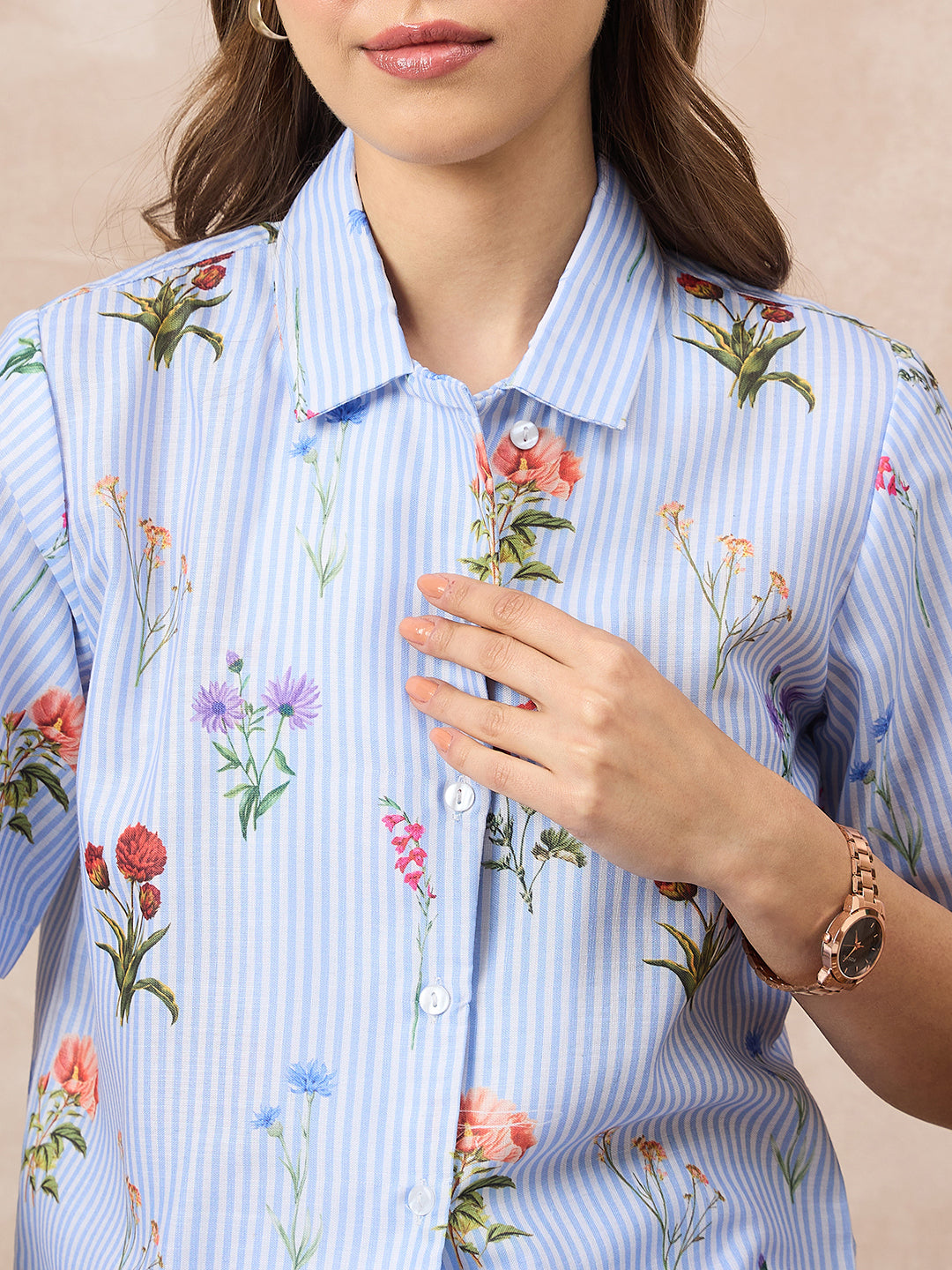 Pure Linen Printed Shirt With Skirt Set (with Lining)