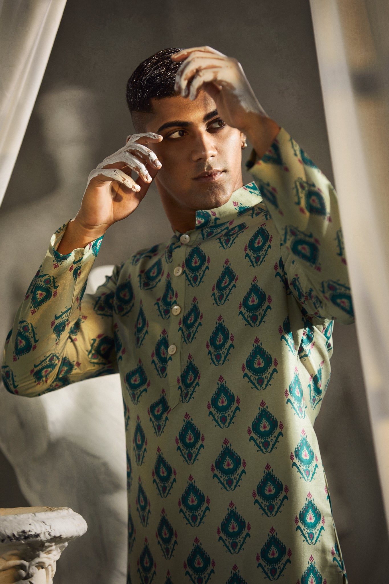 Leafy Emerald -Silk Kurta