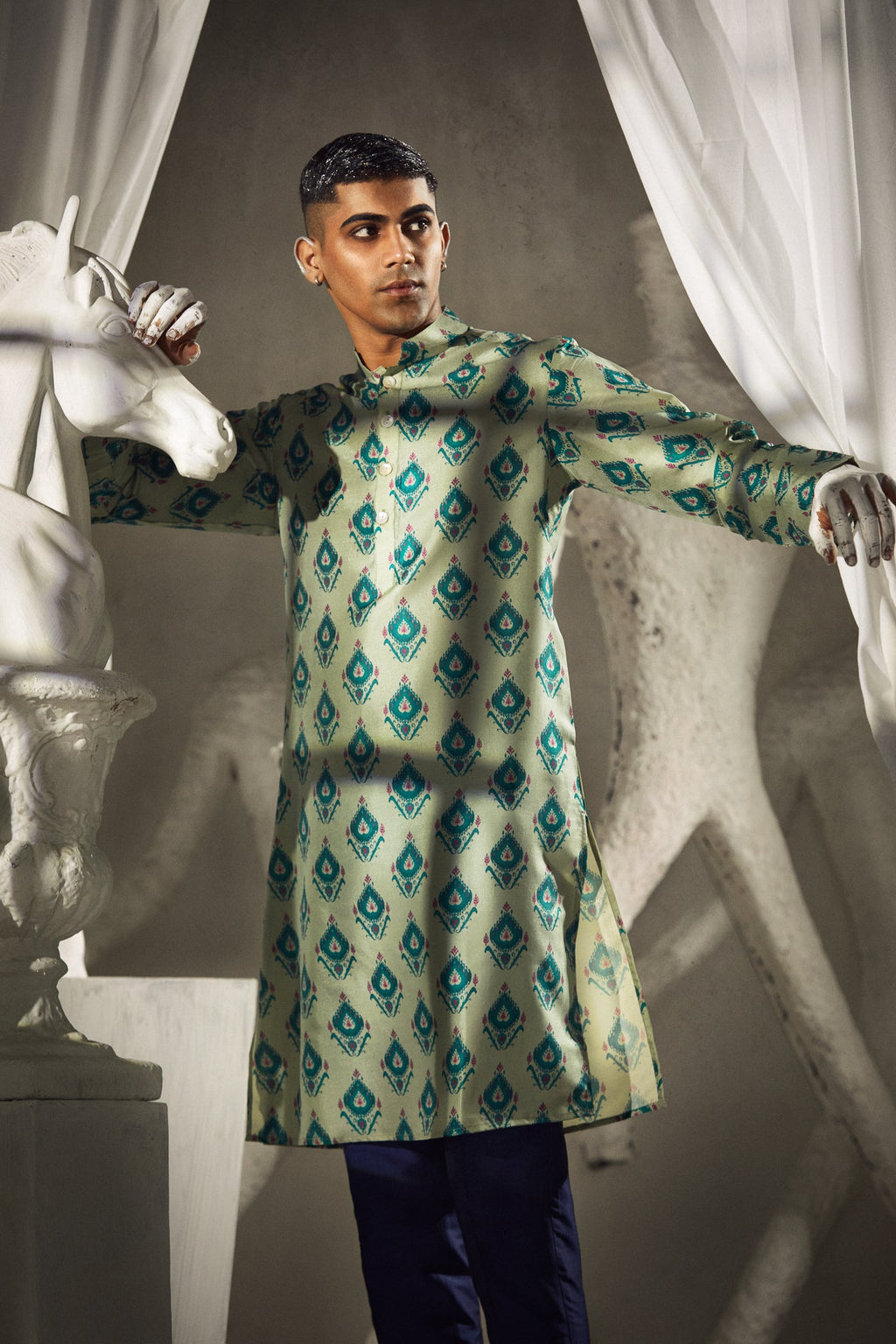 Leafy Emerald -Silk Kurta