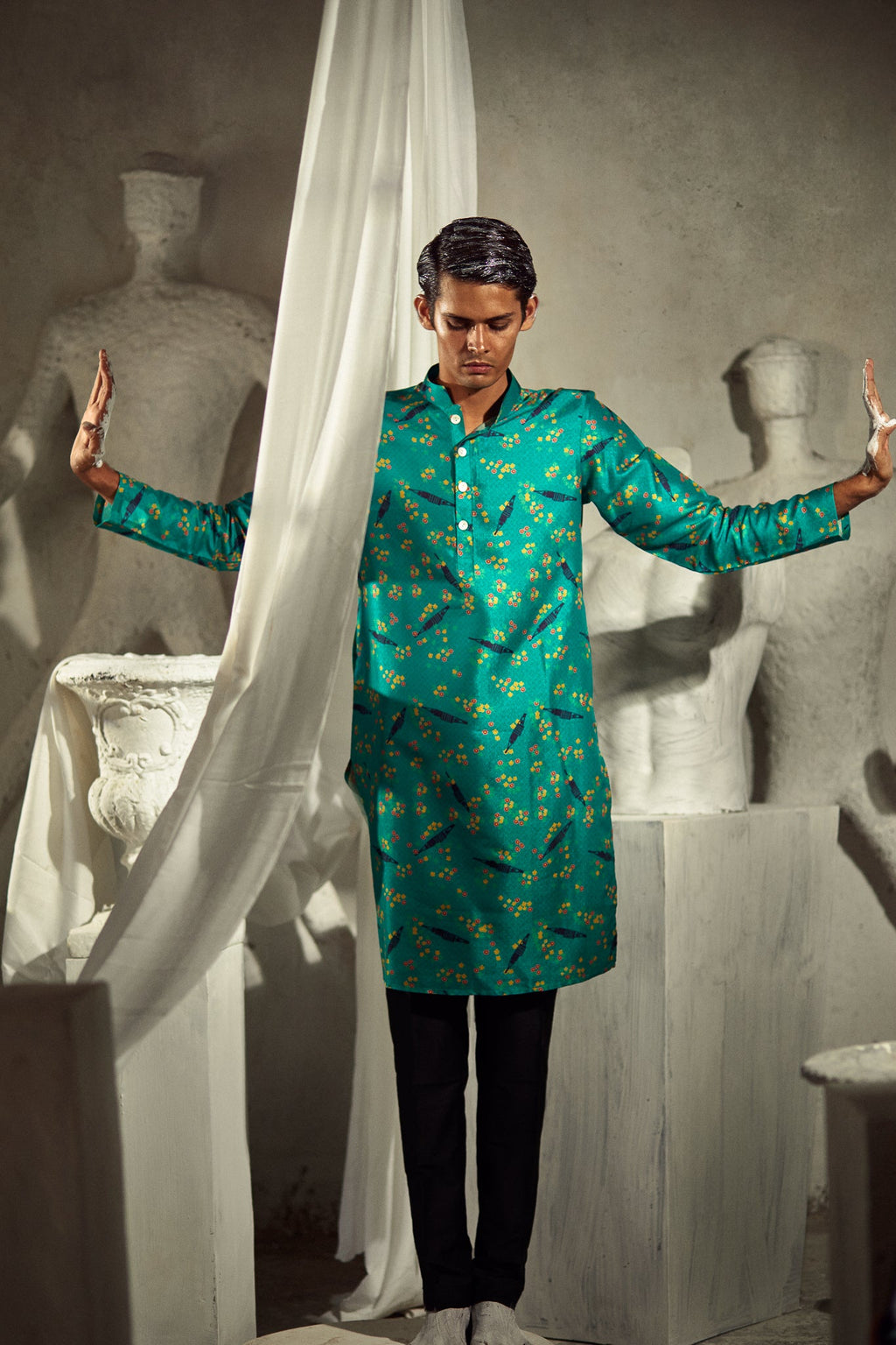 The Green Sail  - Silk Kurta