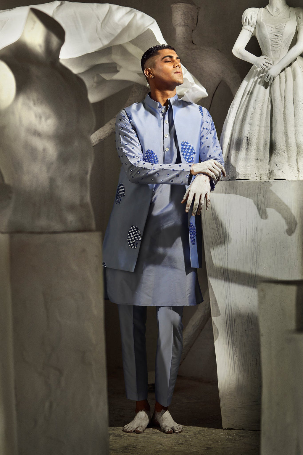 Sukoon - Foil Mirror & Silk -Nehru Jacket Set