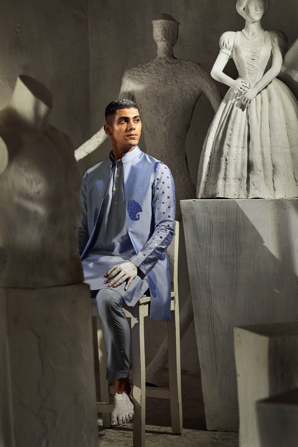 Sukoon - Foil Mirror & Silk -Nehru Jacket Set