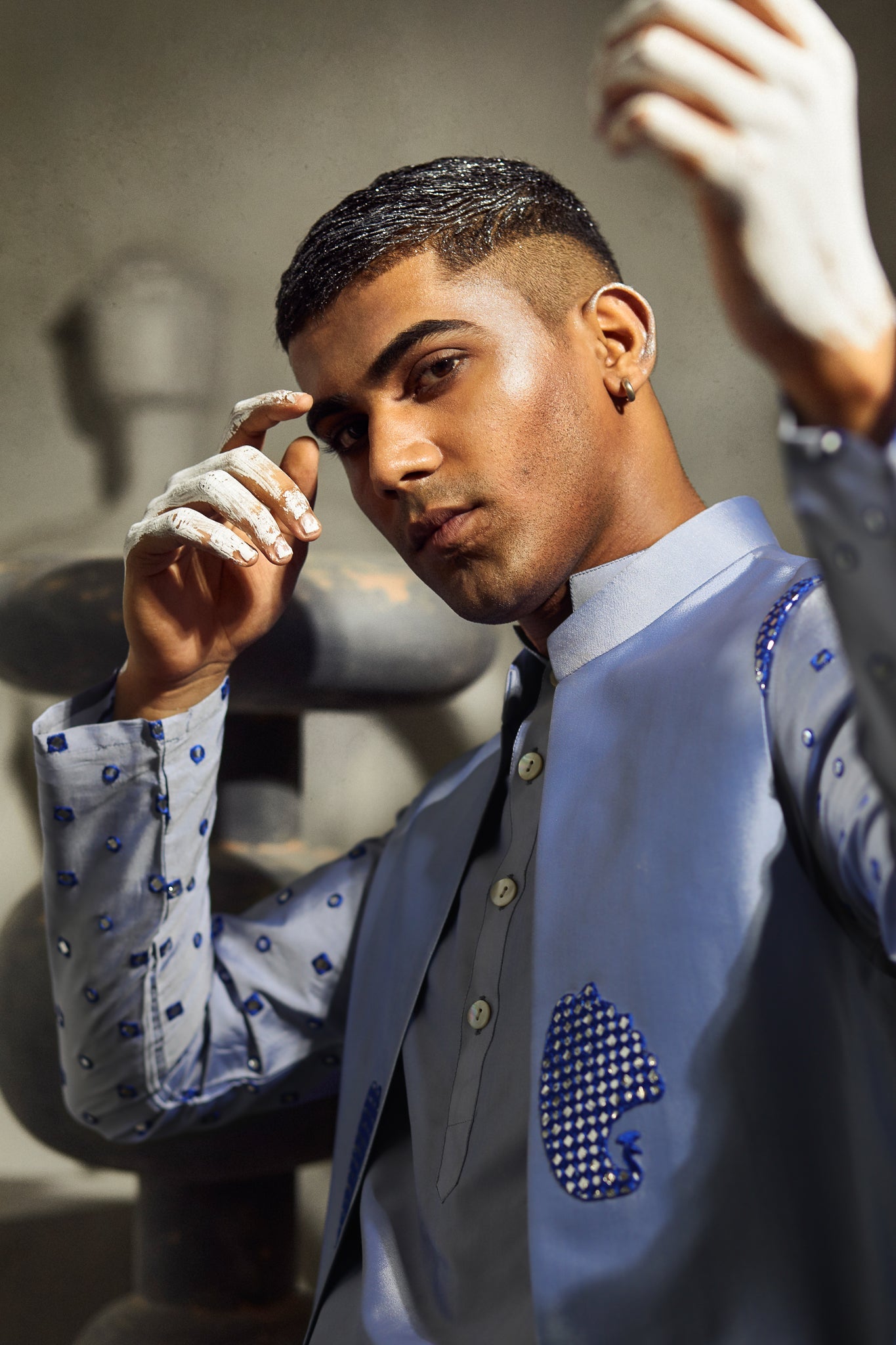 Sukoon - Foil Mirror & Silk -Nehru Jacket Set