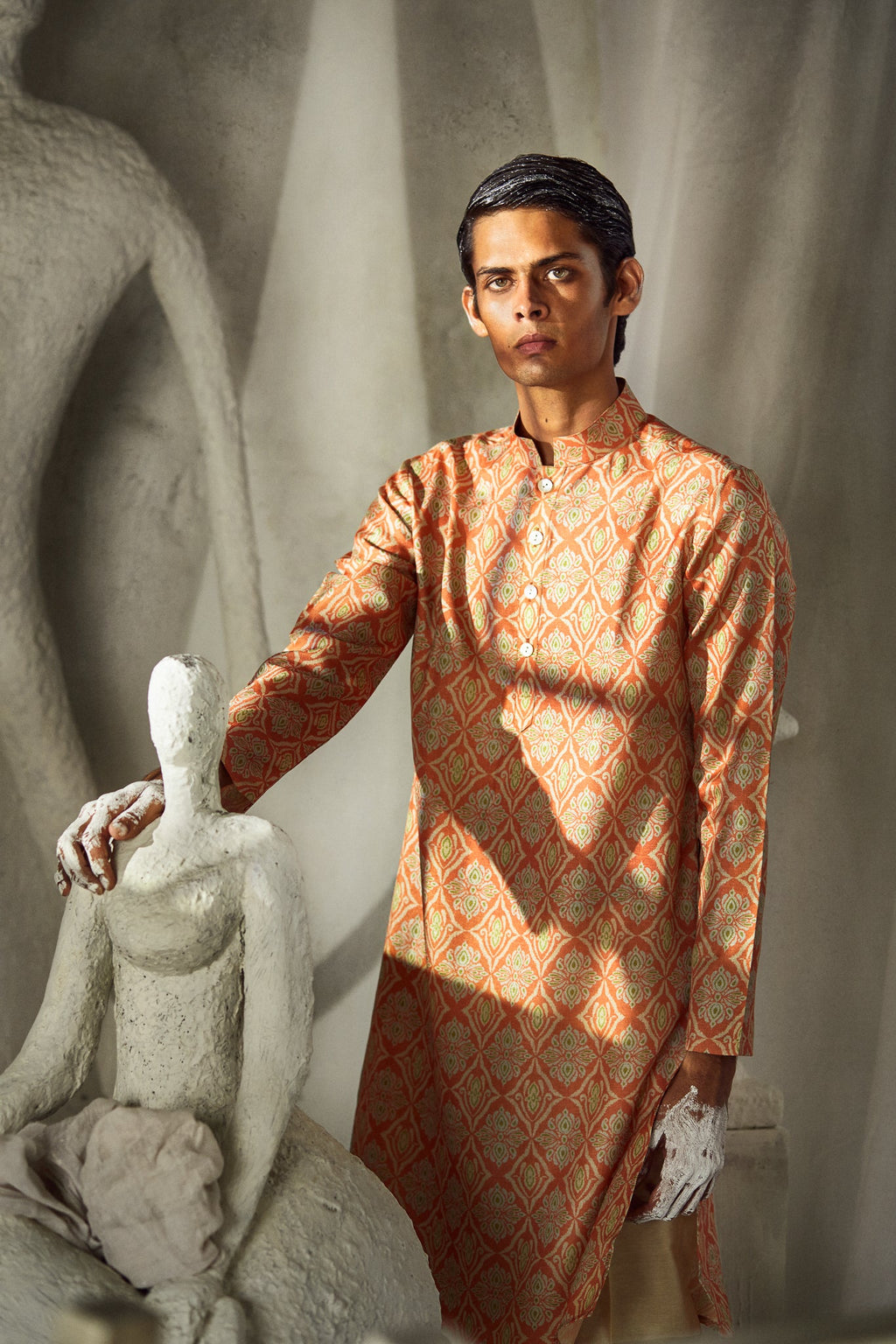 Orange Bloom - Silk Kurta
