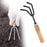 Set of gardening tools including shovel, rake, and trowel.
