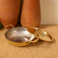 Flat Base Brass Kadhai with Brass Lid | Naturally non stick | Non Toxic | Plain