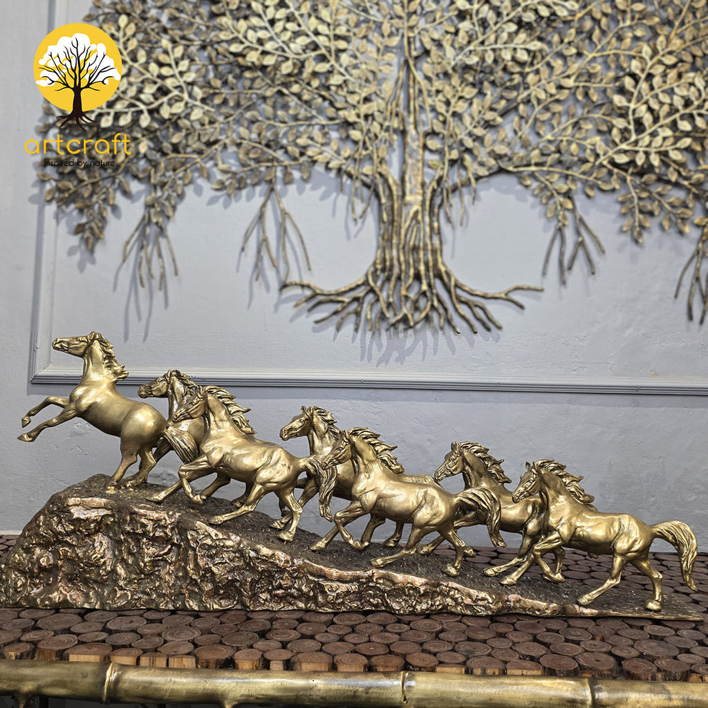 7 RUNNING HORSES TABLE DECOR - 100% MADE FROM BRASS