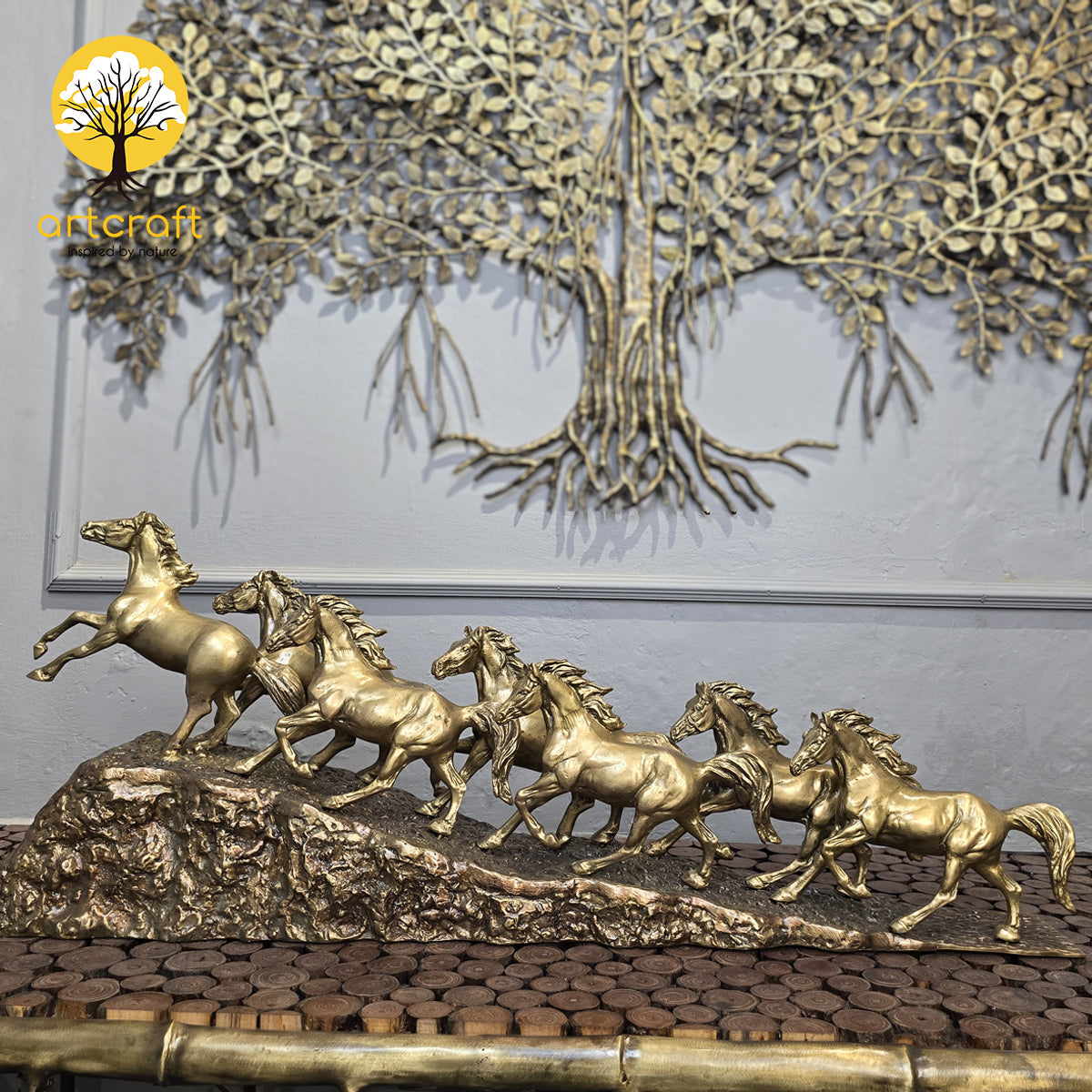 7 RUNNING HORSES TABLE DECOR - 100% MADE FROM BRASS