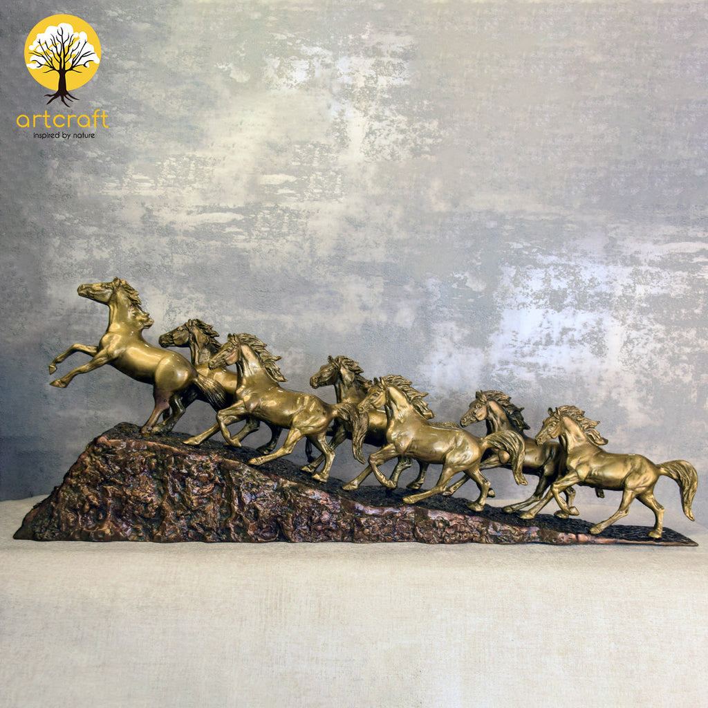 7 RUNNING HORSES TABLE DECOR - 100% MADE FROM BRASS
